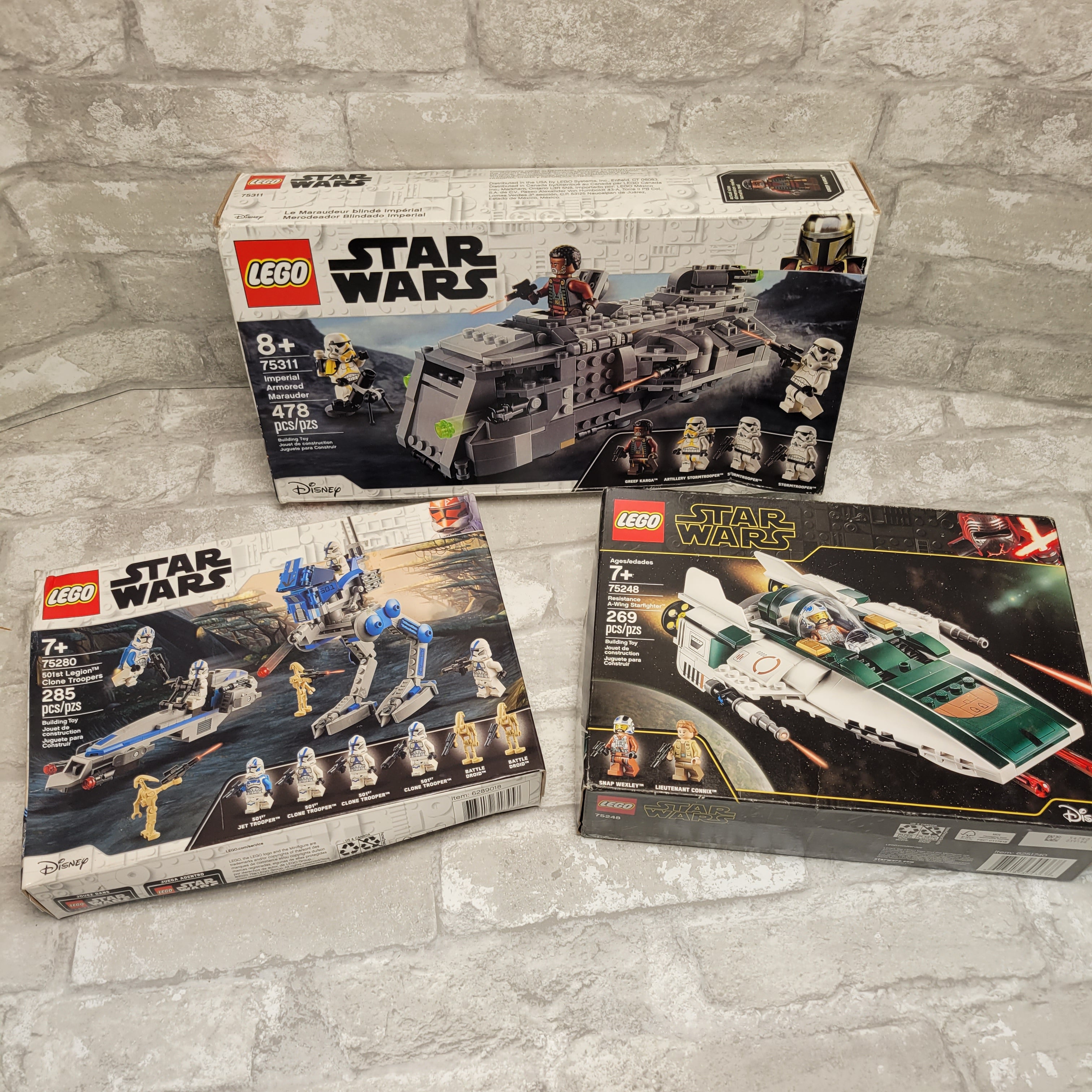 LEGO Star Wars Imperial Armored Marauder 75311, Resistance 75248, & 501st 75280 (7928559567086)
